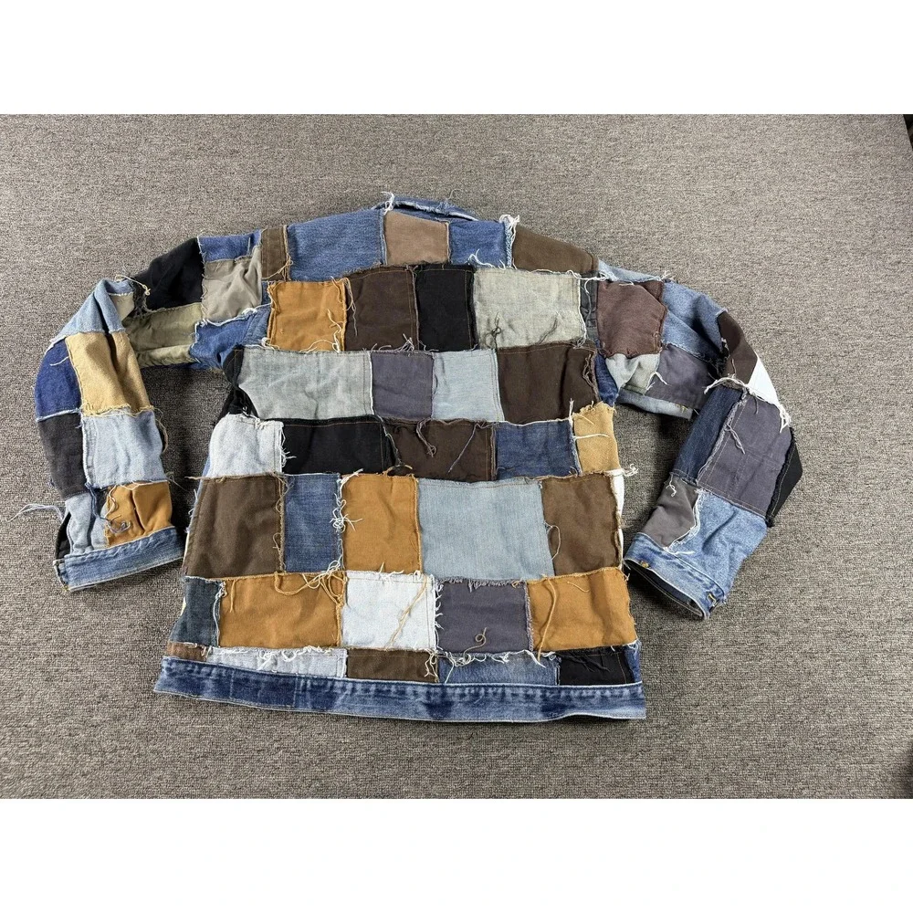 Carhartt Upcycle Jacket Mens Small Patchwork Rework Denim Canvas Workwear Lined